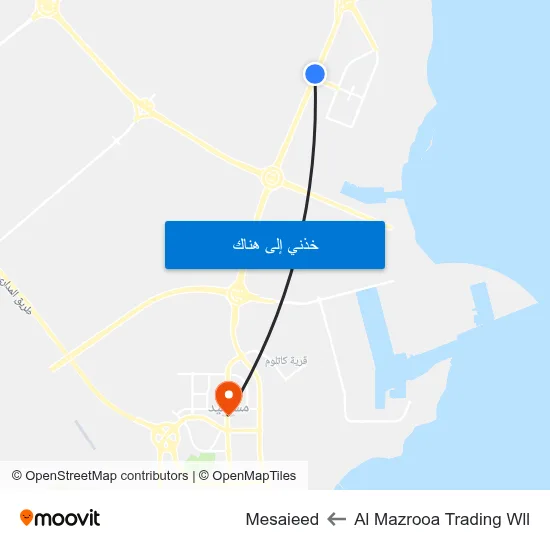 Al Mazrooa Trading Wll to Mesaieed map