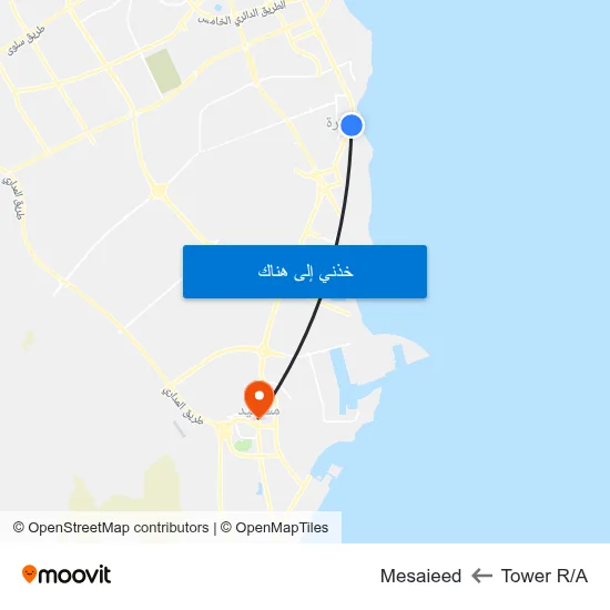 Tower R/A to Mesaieed map