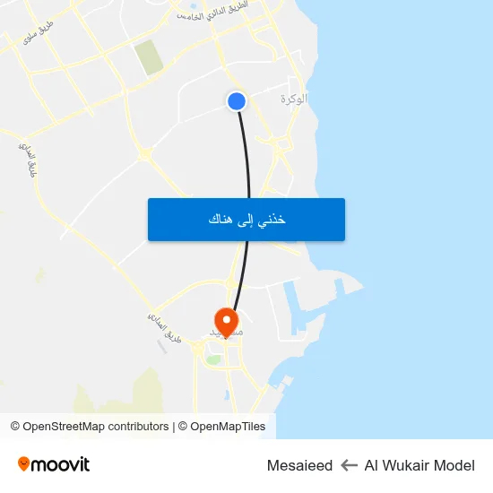 Al Wukair Model to Mesaieed map