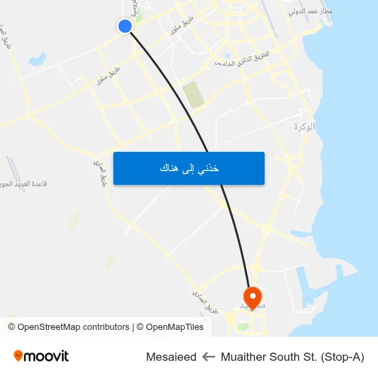 Muaither South St. (Stop-A) to Mesaieed map