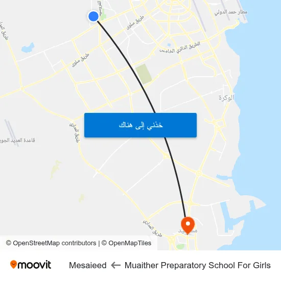 Muaither Preparatory School For Girls to Mesaieed map