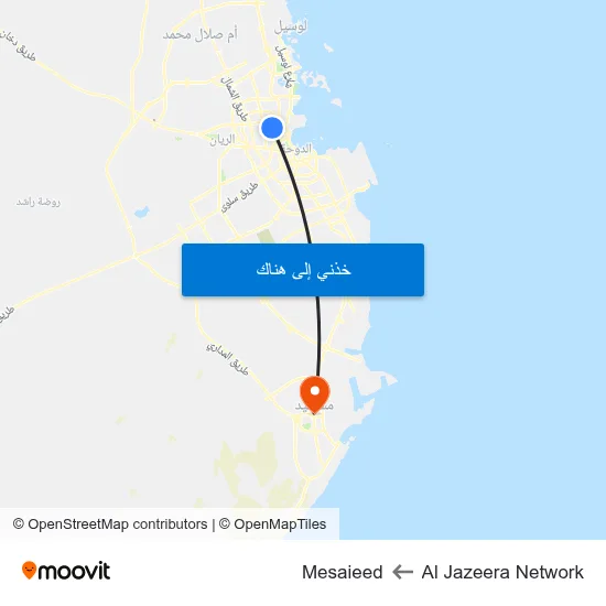Al Jazeera Network to Mesaieed map