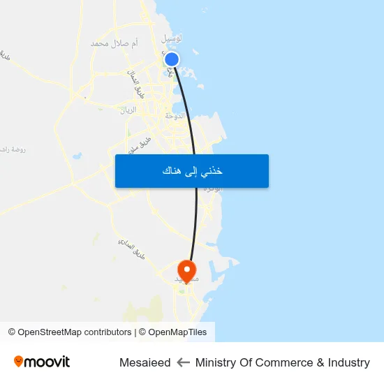 Ministry Of Commerce & Industry to Mesaieed map