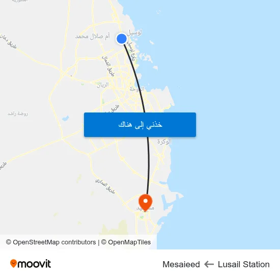 Lusail Station to Mesaieed map
