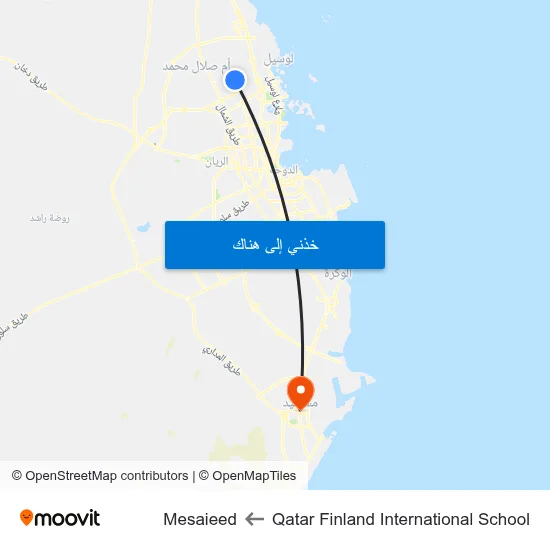 Qatar Finland International School to Mesaieed map