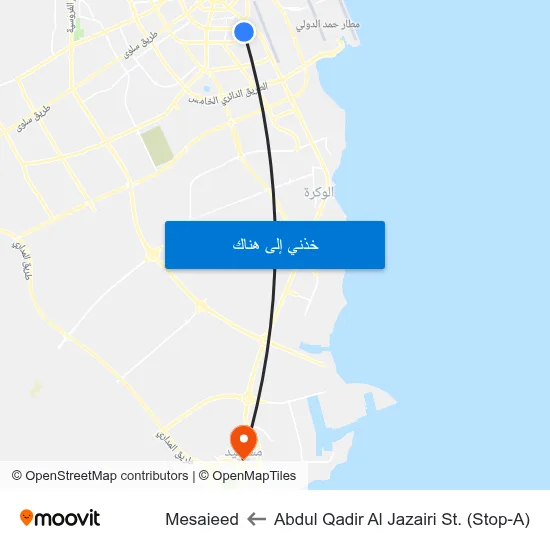 Abdul Qadir Al Jazairi St. (Stop-A) to Mesaieed map