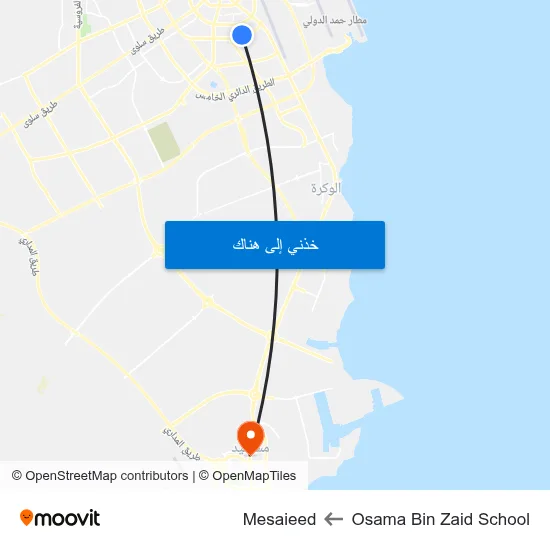 Osama Bin Zaid School to Mesaieed map