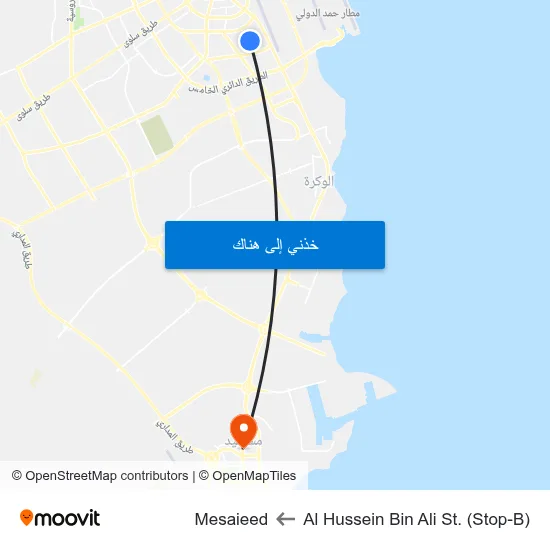 Al Hussein Bin Ali St. (Stop-B) to Mesaieed map