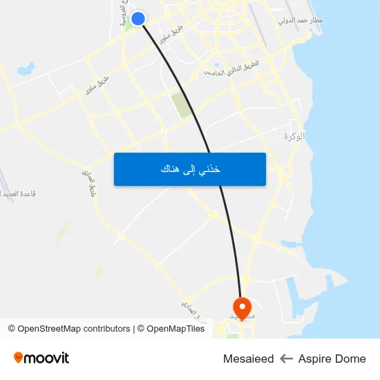 Aspire Dome to Mesaieed map