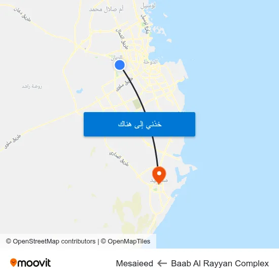 Baab Al Rayyan Complex to Mesaieed map
