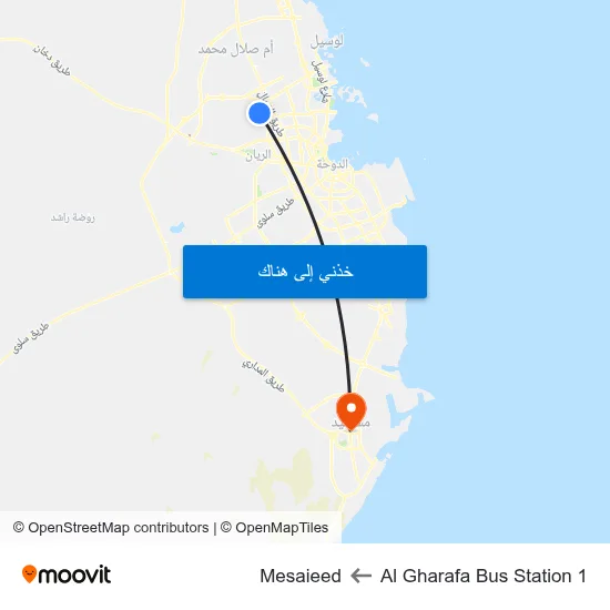 Al Gharafa Bus Station 1 to Mesaieed map