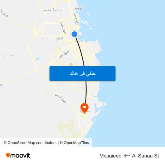 Al Sanaa St to Mesaieed map