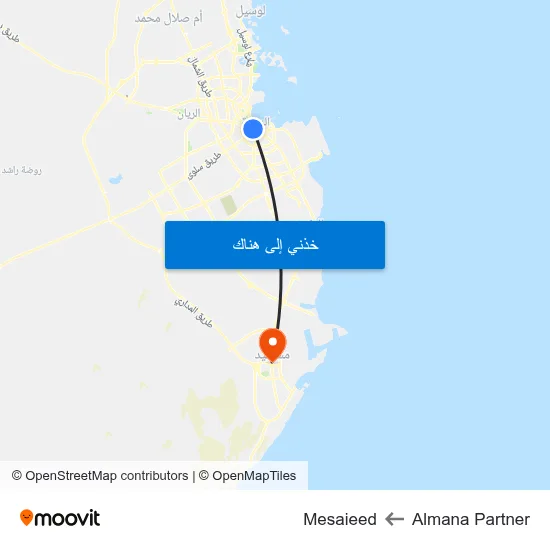 Almana Partner to Mesaieed map