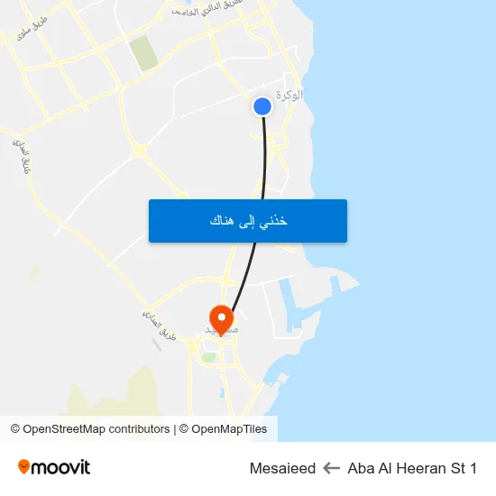 Aba Al Heeran St 1 to Mesaieed map