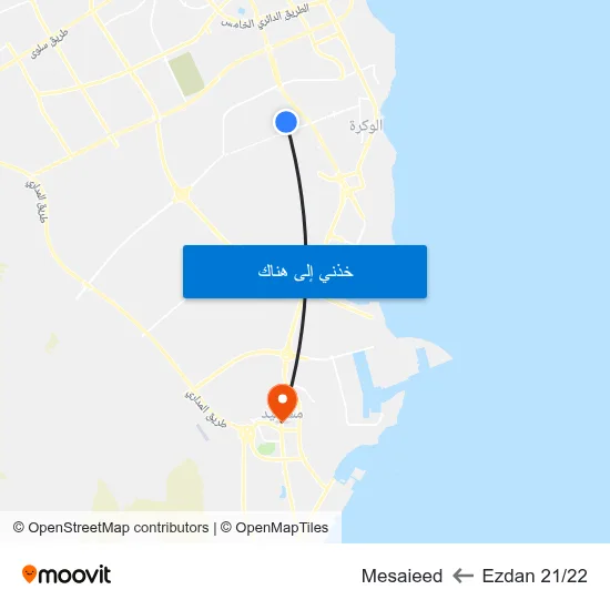 Ezdan 21/22 to Mesaieed map