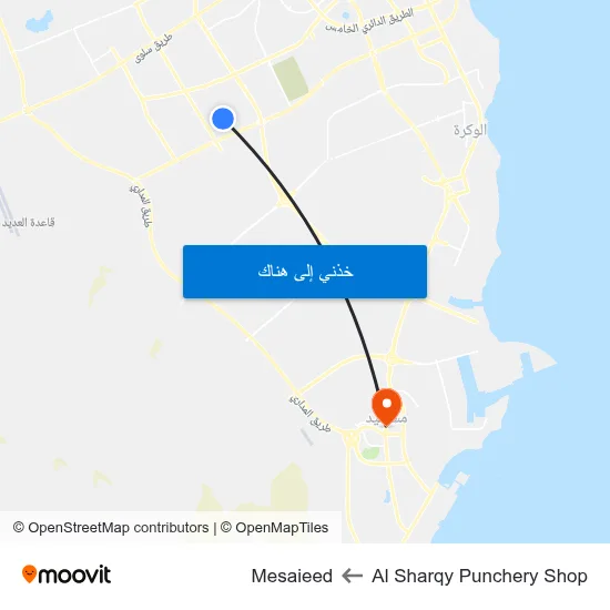 Al Sharqy Punchery Shop to Mesaieed map