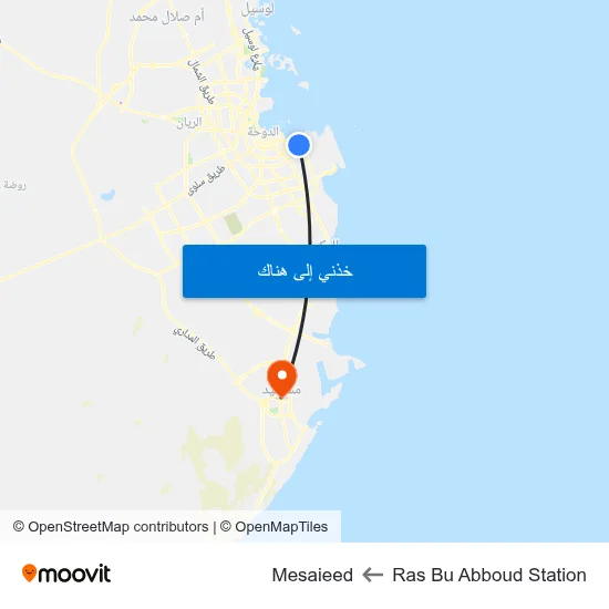 Ras Bu Abboud Station to Mesaieed map
