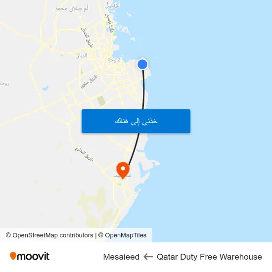 Qatar Duty Free Warehouse to Mesaieed map