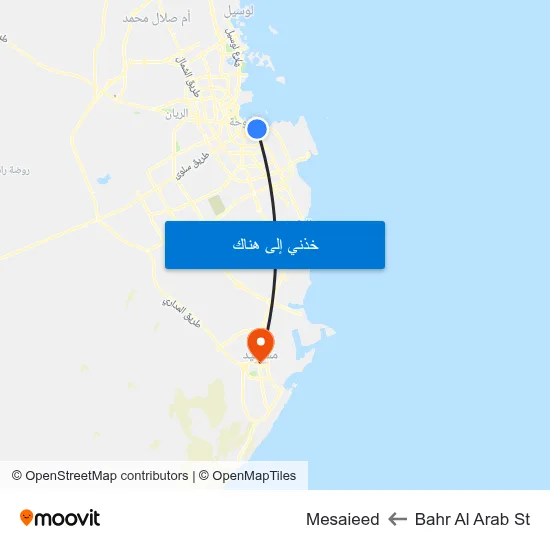 Bahr Al Arab St to Mesaieed map