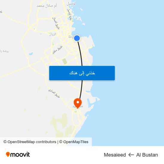 Al Bustan to Mesaieed map