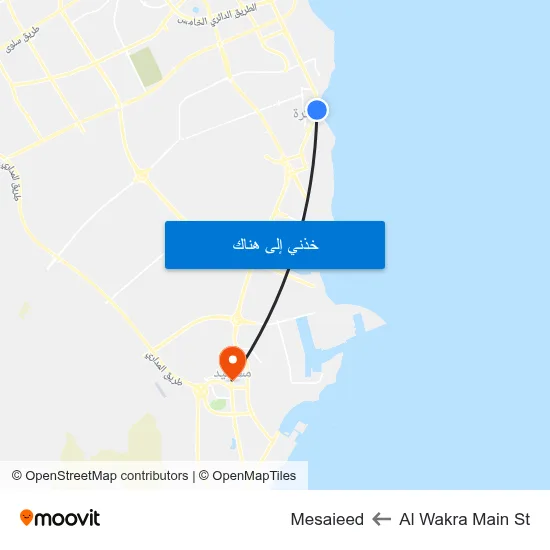 Al Wakra Main St to Mesaieed map