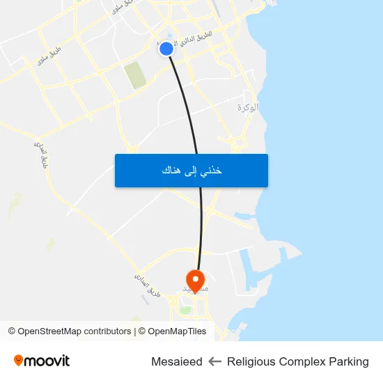 Religious Complex Parking to Mesaieed map