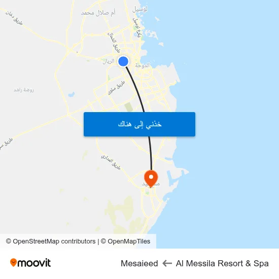 Al Messila Resort & Spa to Mesaieed map