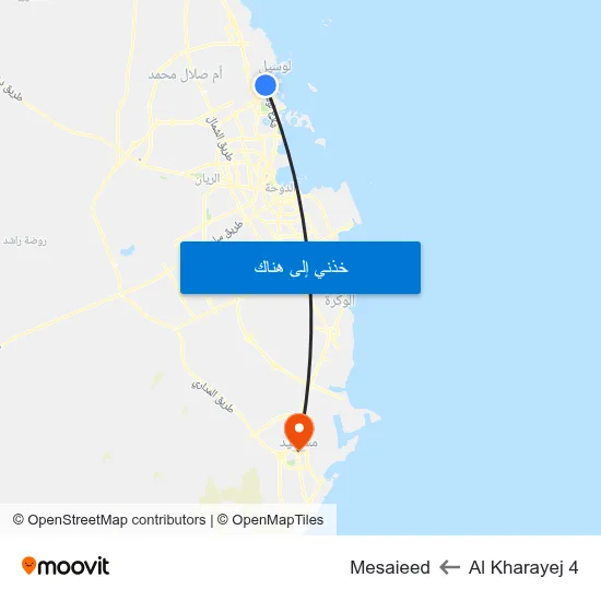 Al Kharayej 4 to Mesaieed map