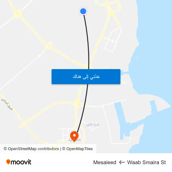 Waab Smaira St to Mesaieed map