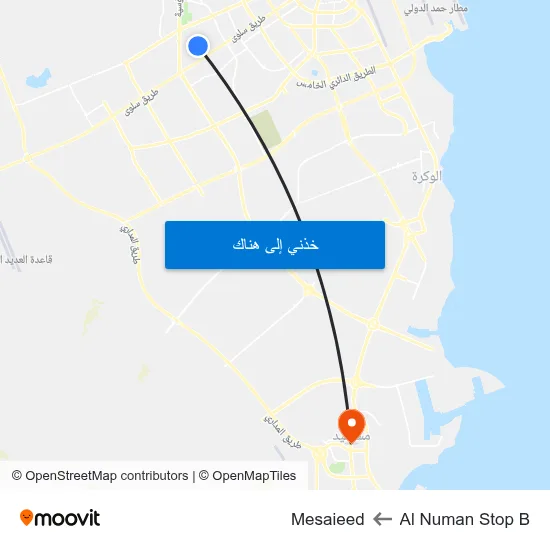 Al Numan Stop B to Mesaieed map