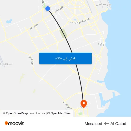 Al Qatad to Mesaieed map