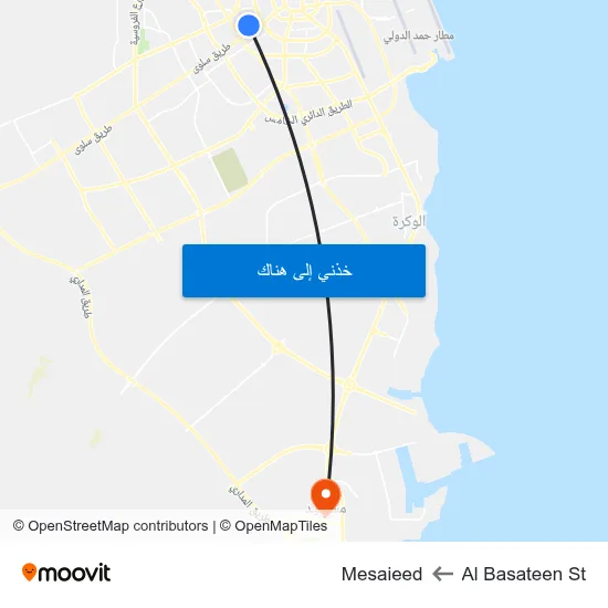 Al Basateen St to Mesaieed map