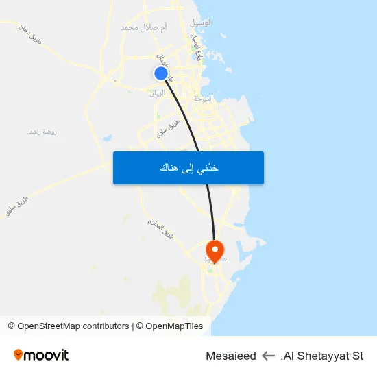 Al Shetayyat St. to Mesaieed map