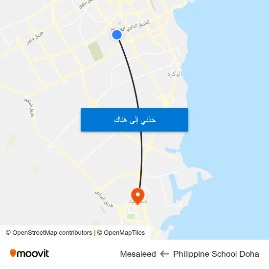 Philippine School Doha to Mesaieed map