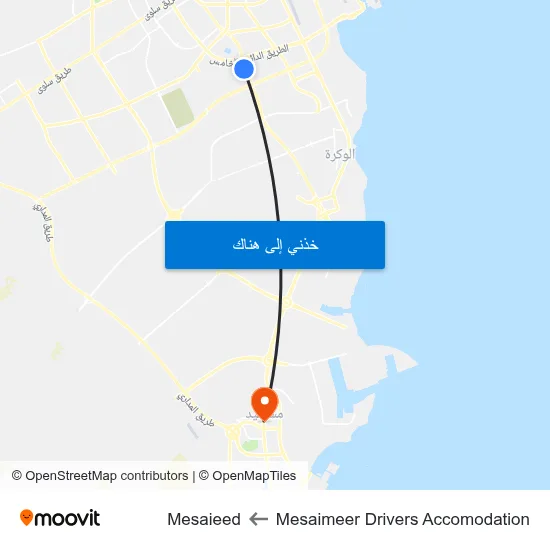 Mesaimeer Drivers Accomodation to Mesaieed map