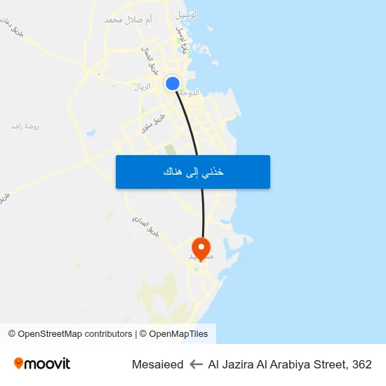 Al Jazira Al Arabiya Street, 362 to Mesaieed map