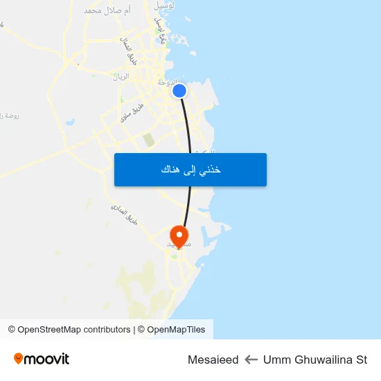 Umm Ghuwailina St to Mesaieed map