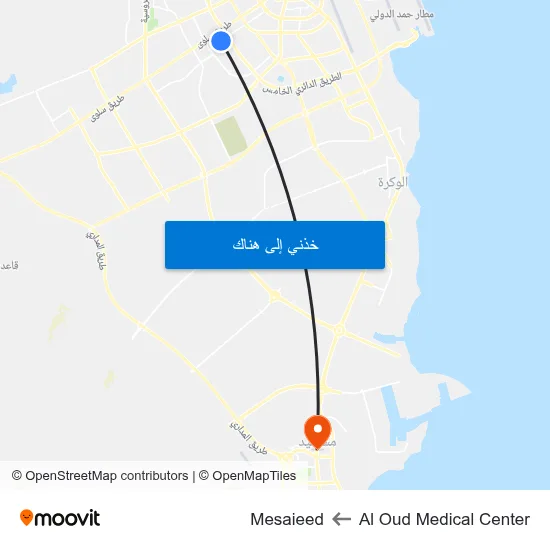 Al Oud Medical Center to Mesaieed map