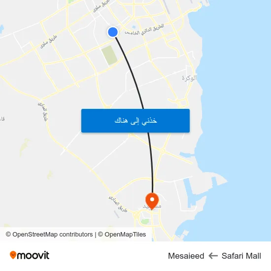 Safari Mall to Mesaieed map