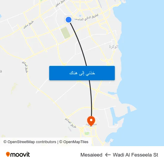 Wadi Al Fesseela St to Mesaieed map