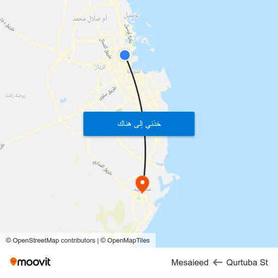 Qurtuba St to Mesaieed map