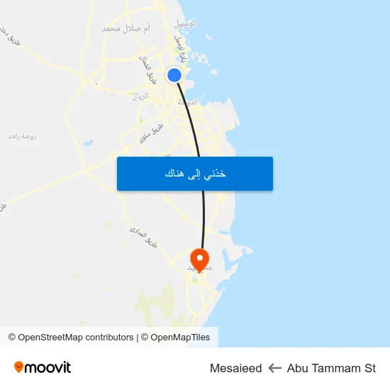 Abu Tammam St to Mesaieed map