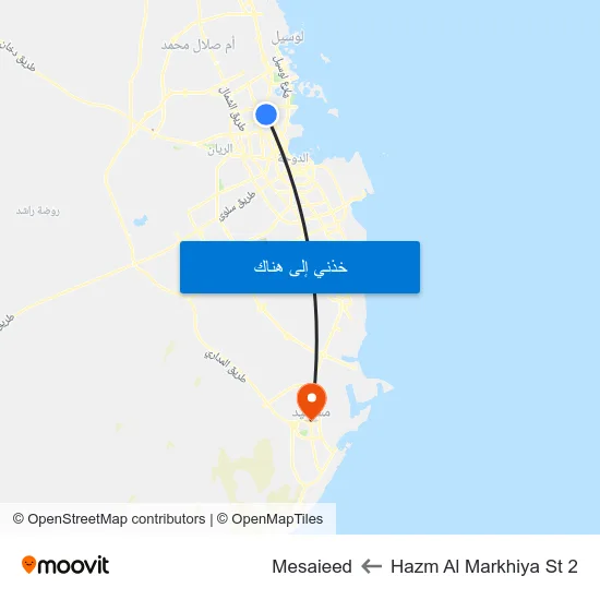 Hazm Al Markhiya St 2 to Mesaieed map