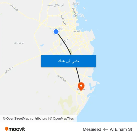Al Elham St to Mesaieed map