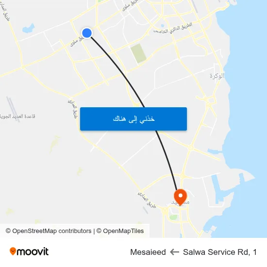 Salwa Service Rd, 1 to Mesaieed map