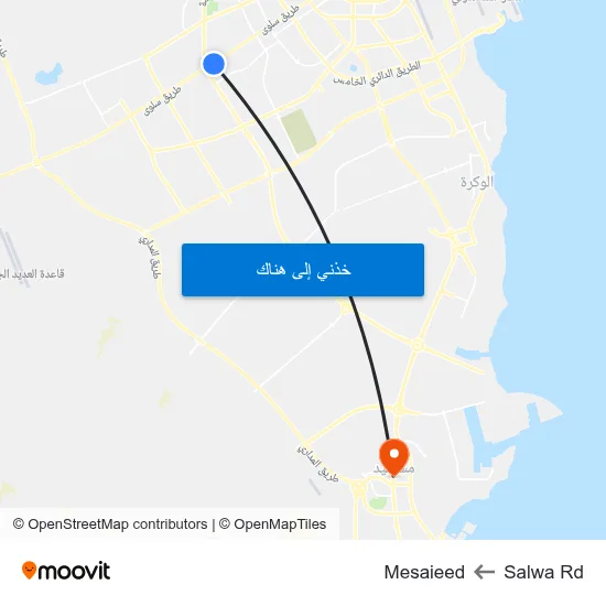 Salwa Rd to Mesaieed map