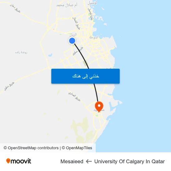 University Of Calgary In Qatar to Mesaieed map