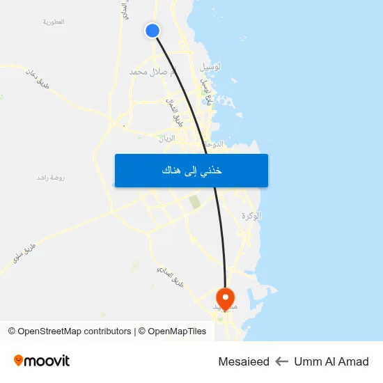 Umm Al Amad to Mesaieed map