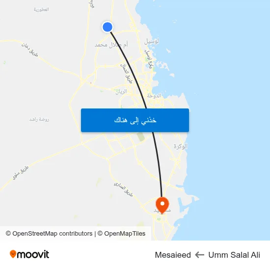 Umm Salal Ali to Mesaieed map