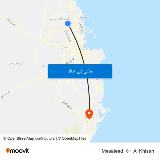 Al Khisah to Mesaieed map